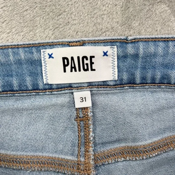 Paige Jeans Womens 31 Blue Hoxton Slim Crop Light Wash High Rise Frayed Denim - Picture 12 of 16
